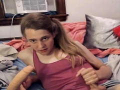 Naughty Teen Tgirl Playing With Her Dildo