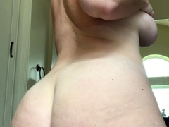 Tight ass kinky blode with big boobs masturbates outdoor